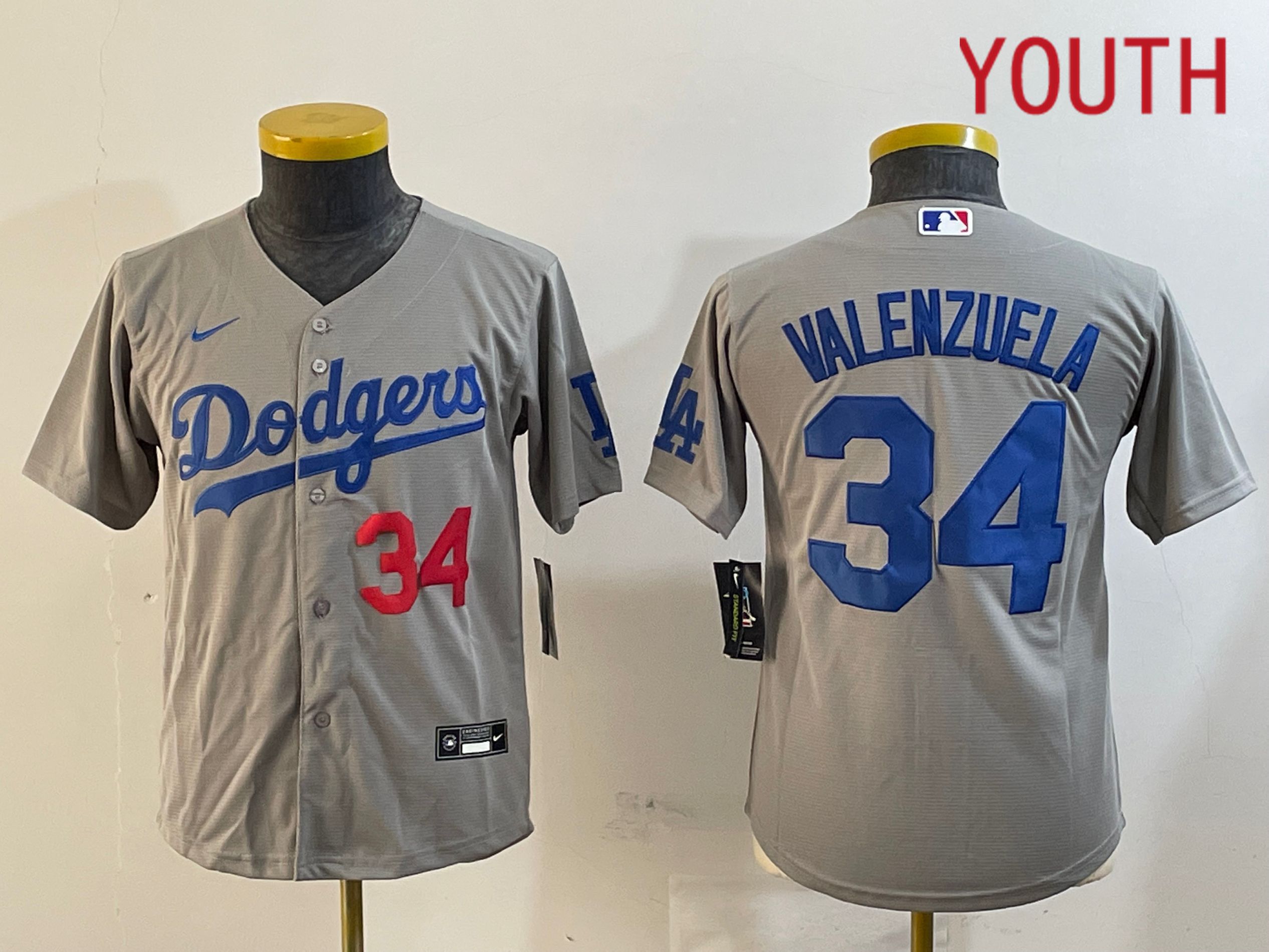 Youth Los Angeles Dodgers #34 Valenzuela Grey Game 2024 Nike MLB Jersey style 12163->women mlb jersey->Women Jersey